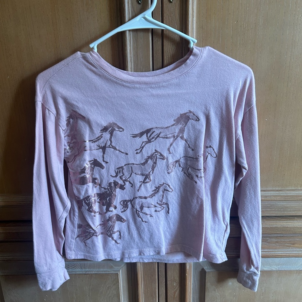 GAP Pink Long Sleeve Tee with Horse Print